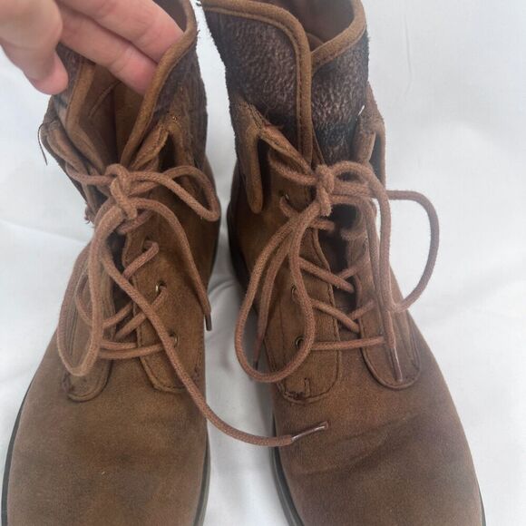 American Eagle Brown Lace Up Plaid Contrast Ankle Bootie Size 8 - Picture 4 of 10